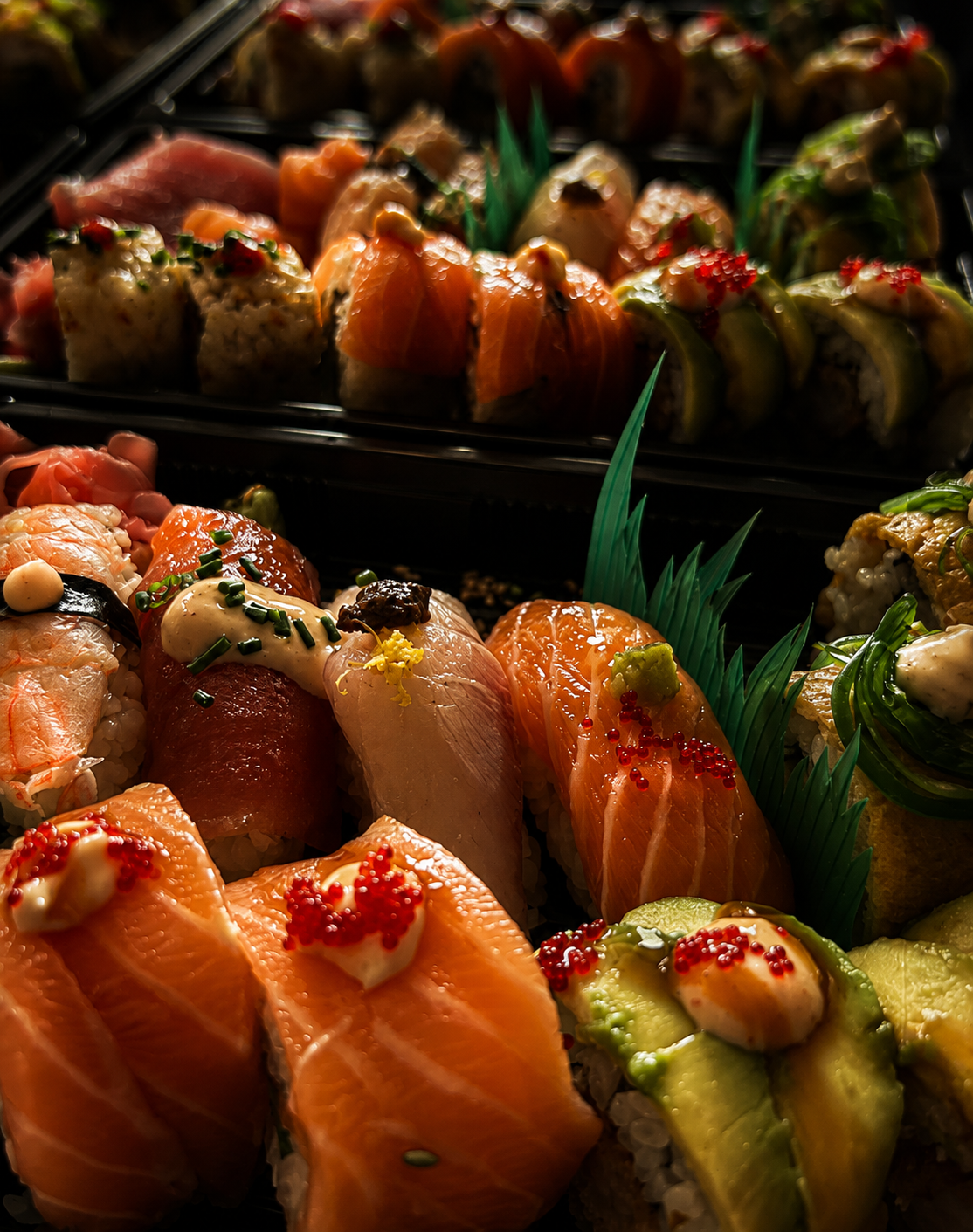 Sashimi and ingredients spread